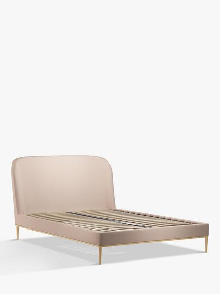 John Lewis Show-Wood Upholstered Bed Frame, Super King Size, Cotton Effect Pink