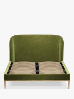 John Lewis Show-Wood Upholstered Bed Frame, Super King Size - view 2, Deep Velvet Olive