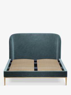 John Lewis Show-Wood Upholstered Bed Frame, Super King Size - view 2, Deep Velvet Petrol