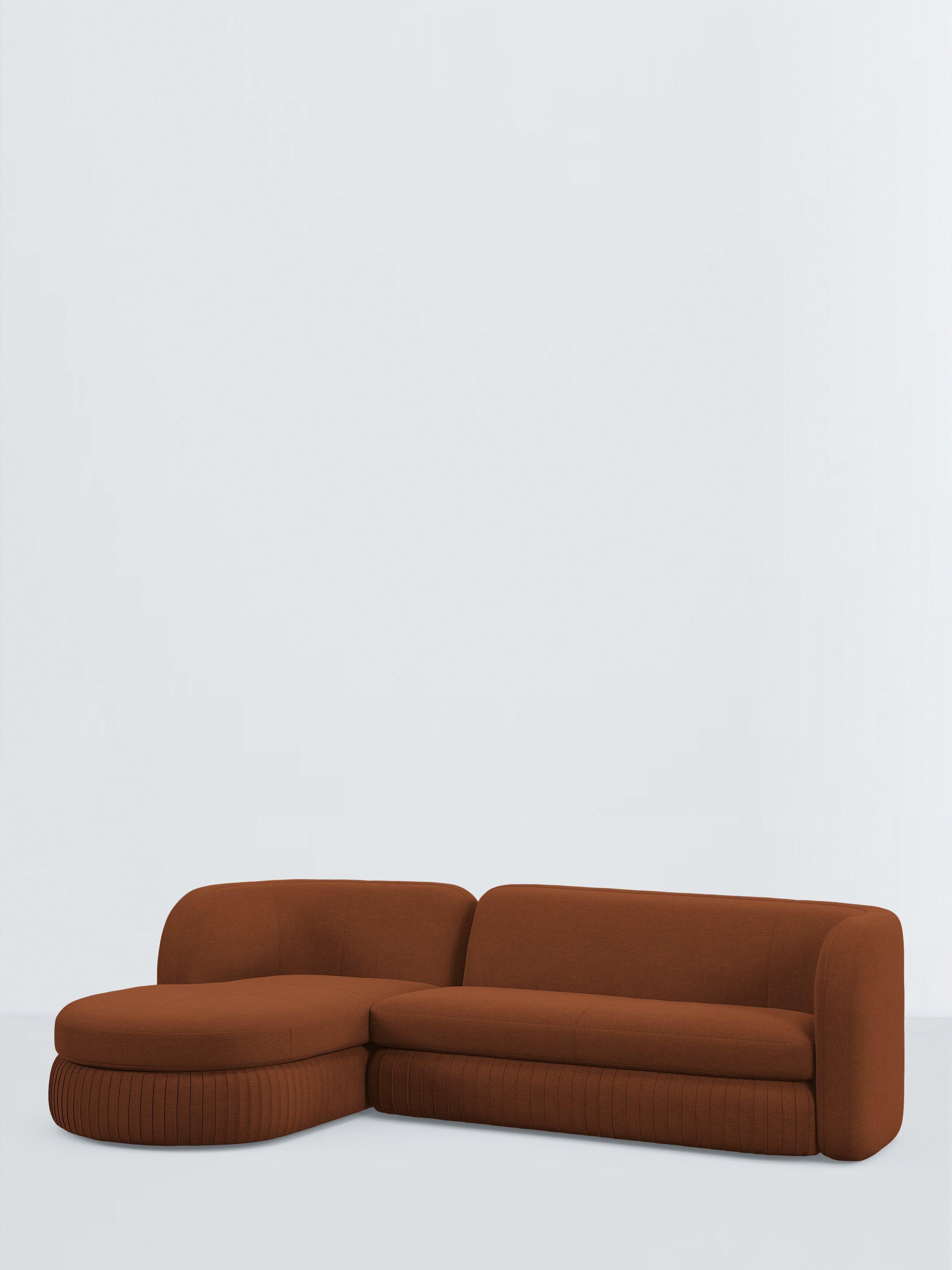 Pleat Range, John Lewis Pleat Large 4 Seater LHF Chaise End Sofa, Soft Chenille Ginger