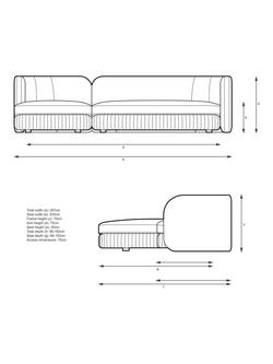 John Lewis Pleat Large 4 Seater LHF Chaise End Sofa, Soft Chenille Ginger - view 2, Soft Chenielle Ginger