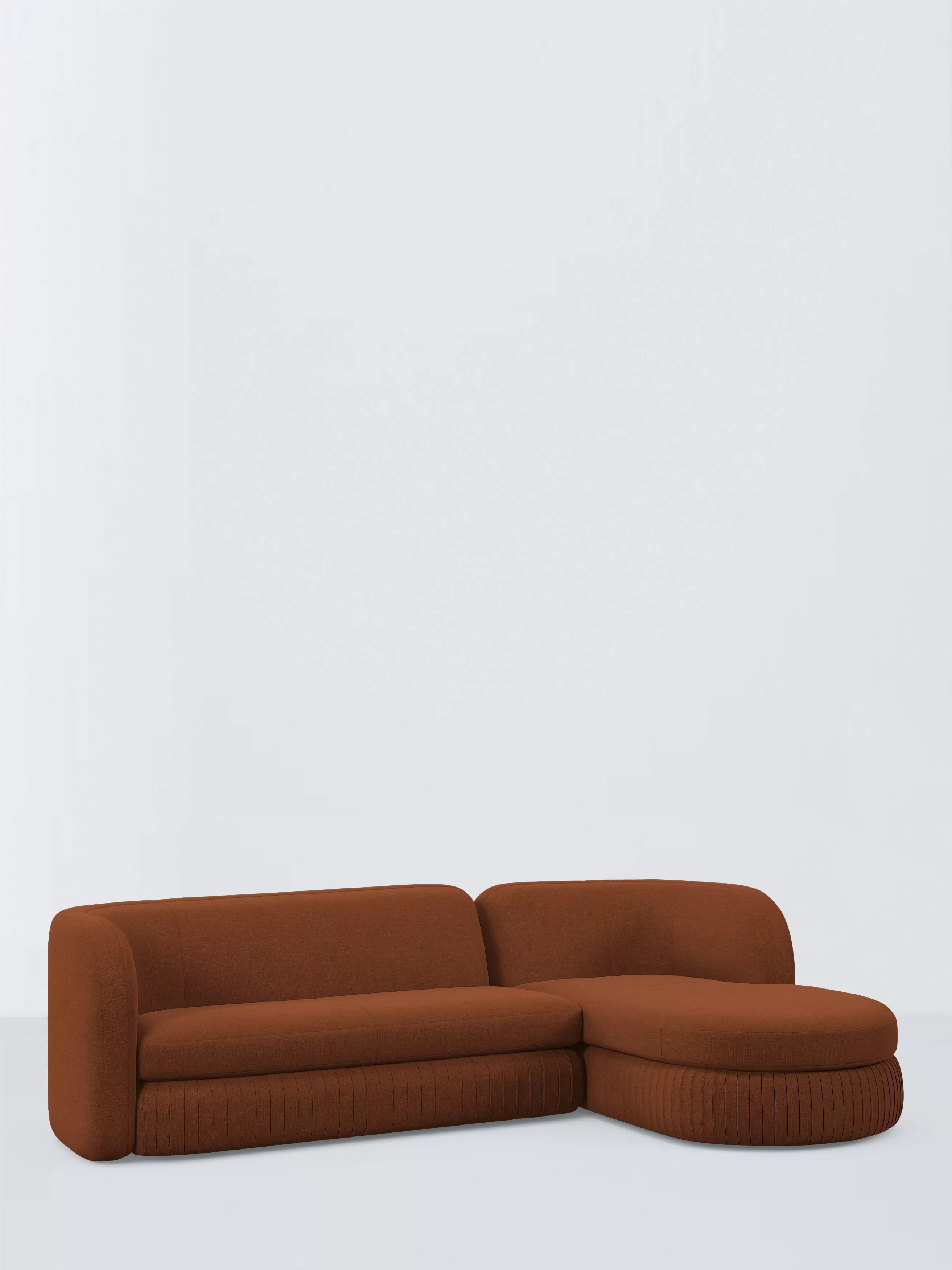 John Lewis Pleat Large 4 Seater RHF Chaise End Sofa, Soft Chenille Ginger