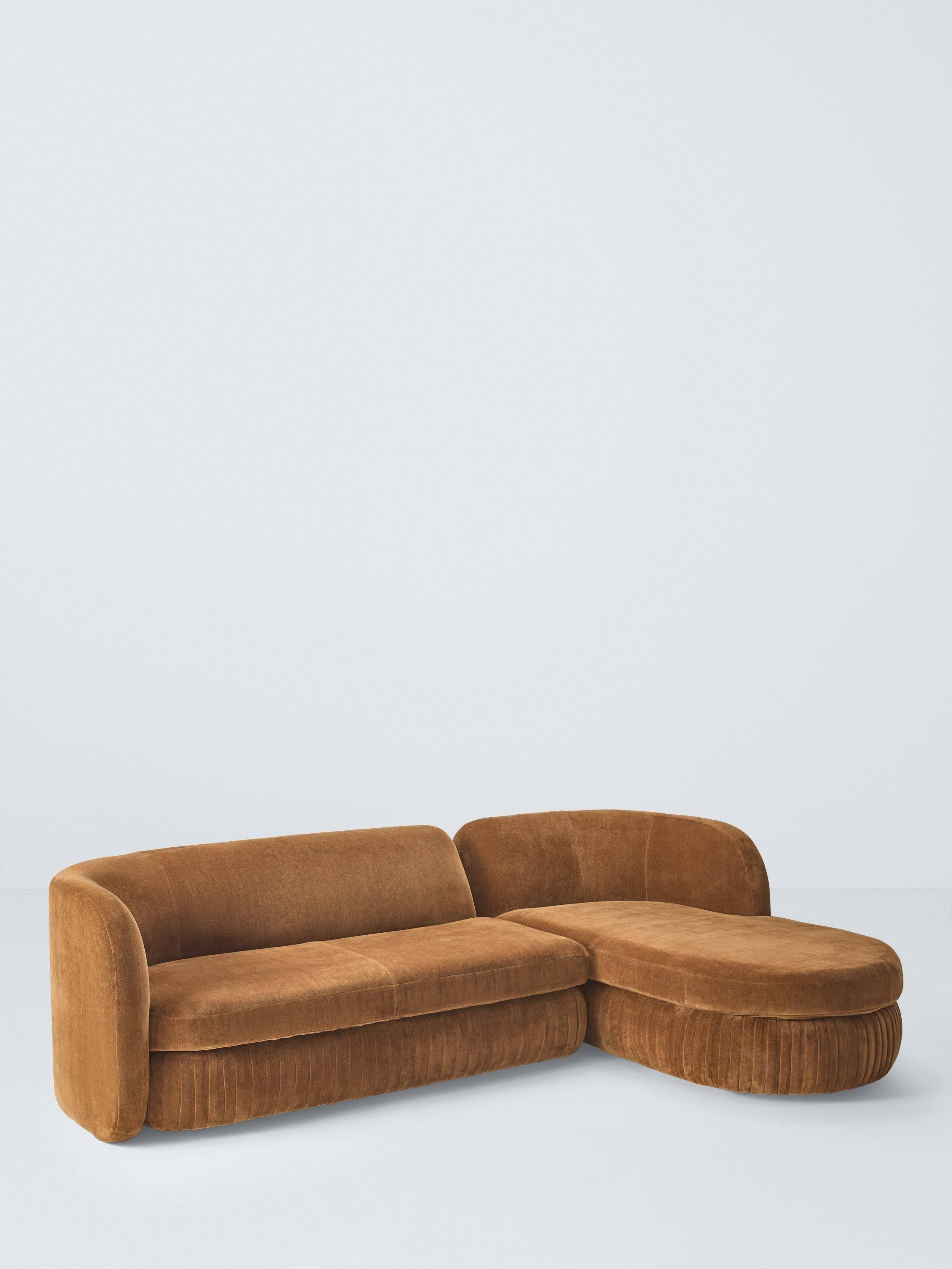 Pleat Range, John Lewis Pleat Large 4 Seater RHF Chaise End Sofa, Soft Chenille Ginger