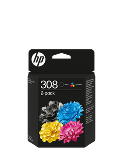 HP 308 Black & Tri-Colour Original Ink Cartridge Multipack, Pack of 2, Multipack