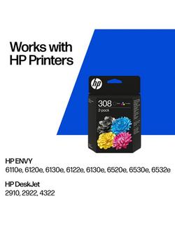 HP 308 Black & Tri-Colour Original Ink Cartridge Multipack, Pack of 2 - view 2, Multipack