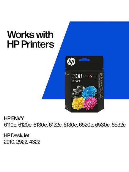HP 308 Black & Tri-Colour Original Ink Cartridge Multipack, Pack of 2 - view 2, Multipack