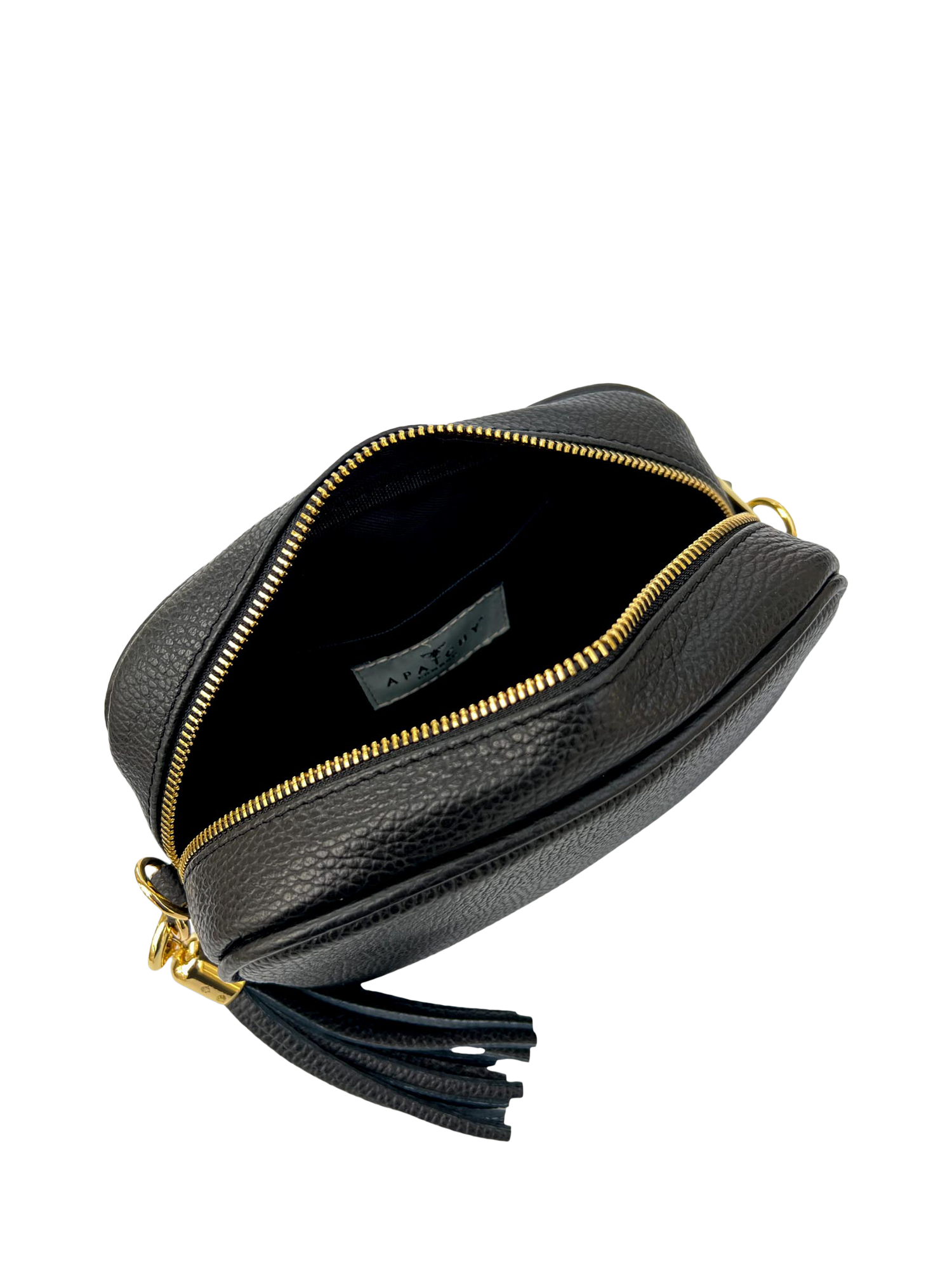 Product image 5 of 5, which shows Apatchy London Leather Crossbody Camera Bag, Black