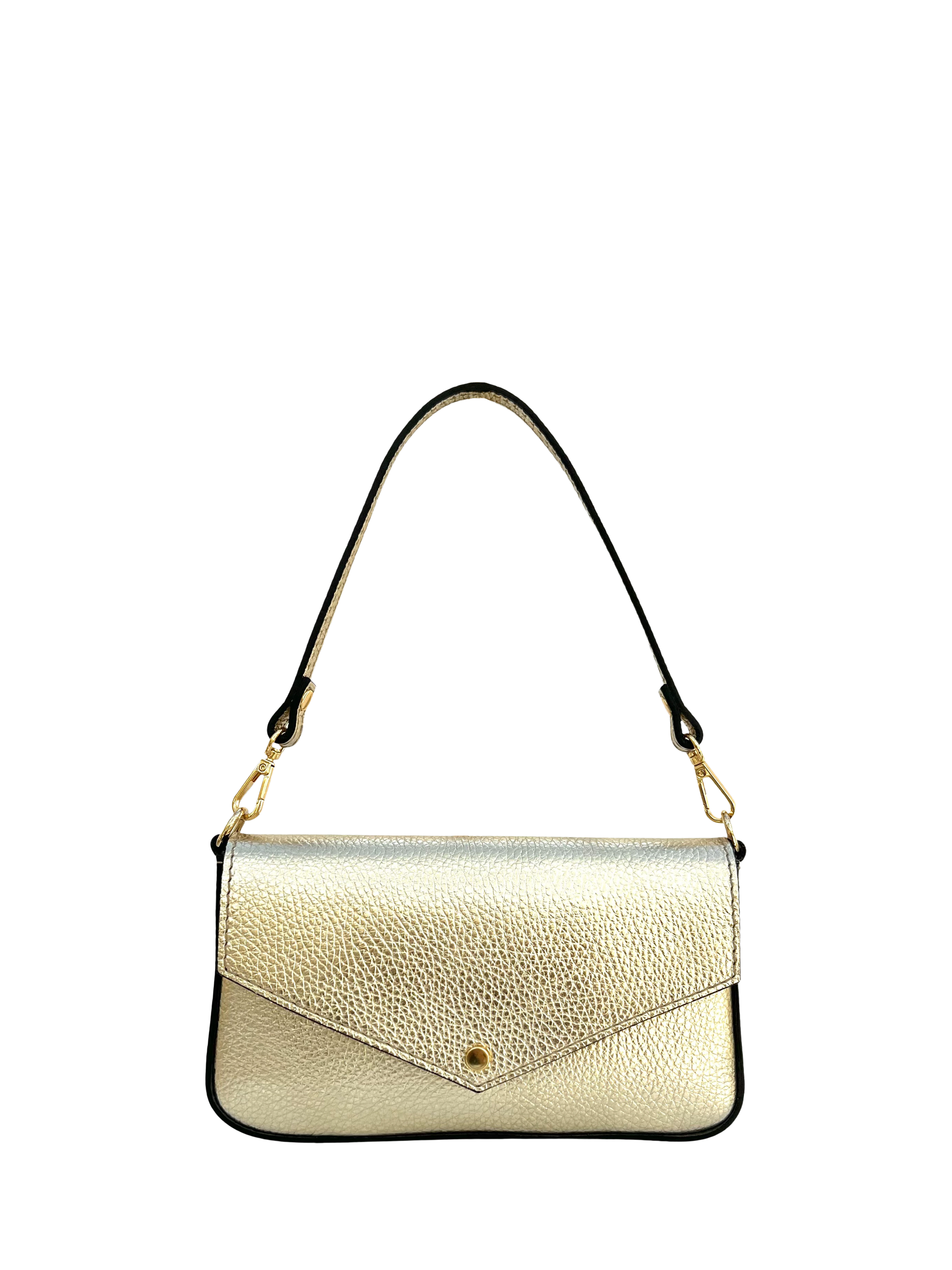 Product image 1 of 6, which shows Apatchy London Munro Leather Shoulder Bag, Gold