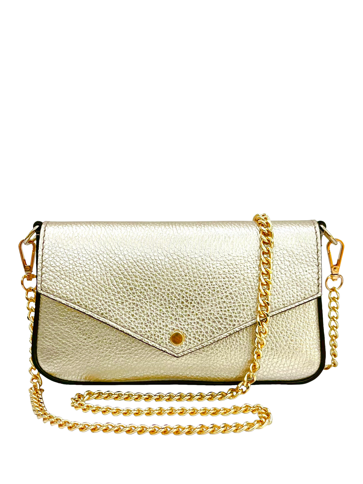 Product image 2 of 6, which shows Apatchy London Munro Leather Shoulder Bag, Gold