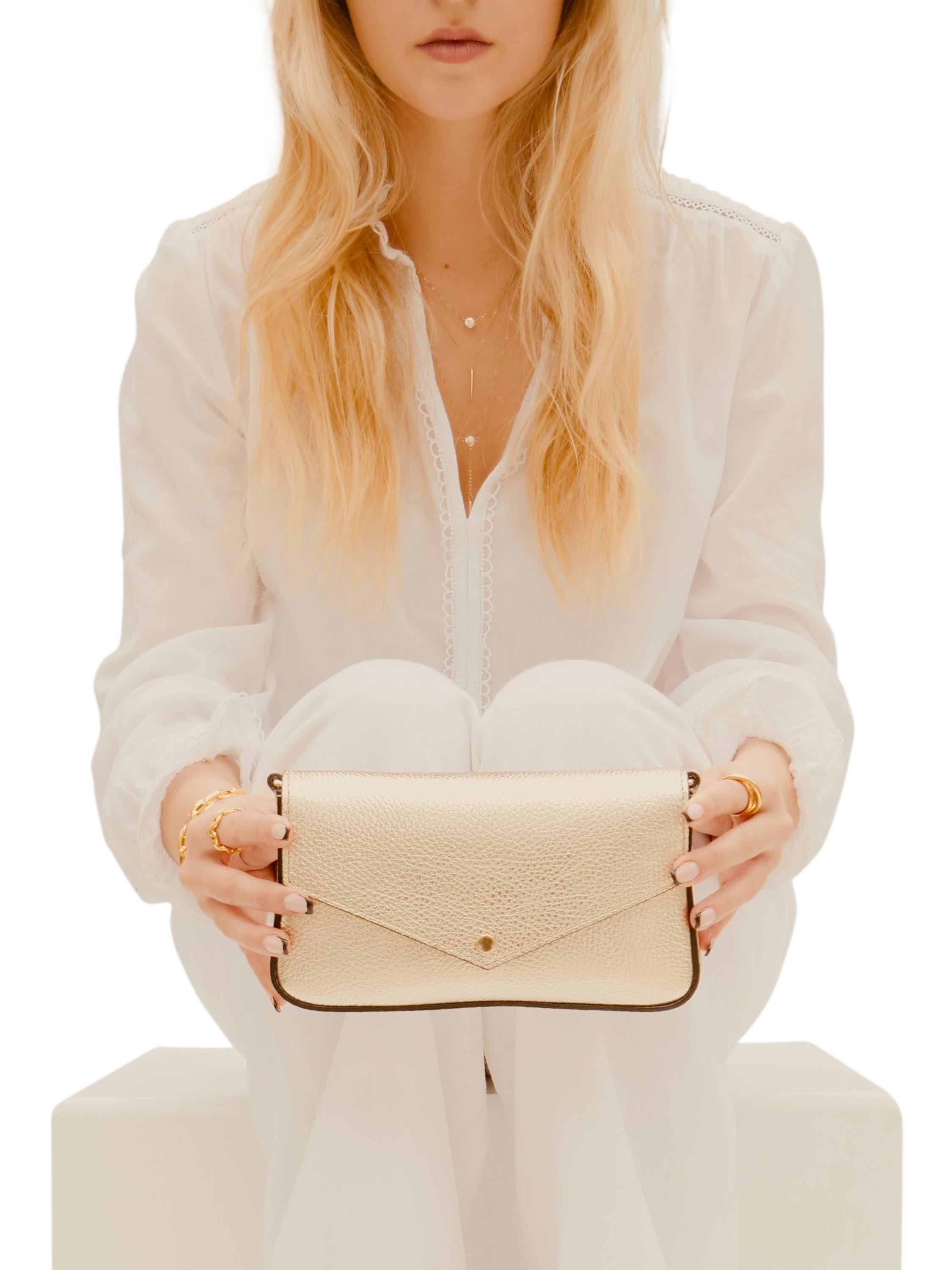 Product image 6 of 6, which shows Apatchy London Munro Leather Shoulder Bag, Gold