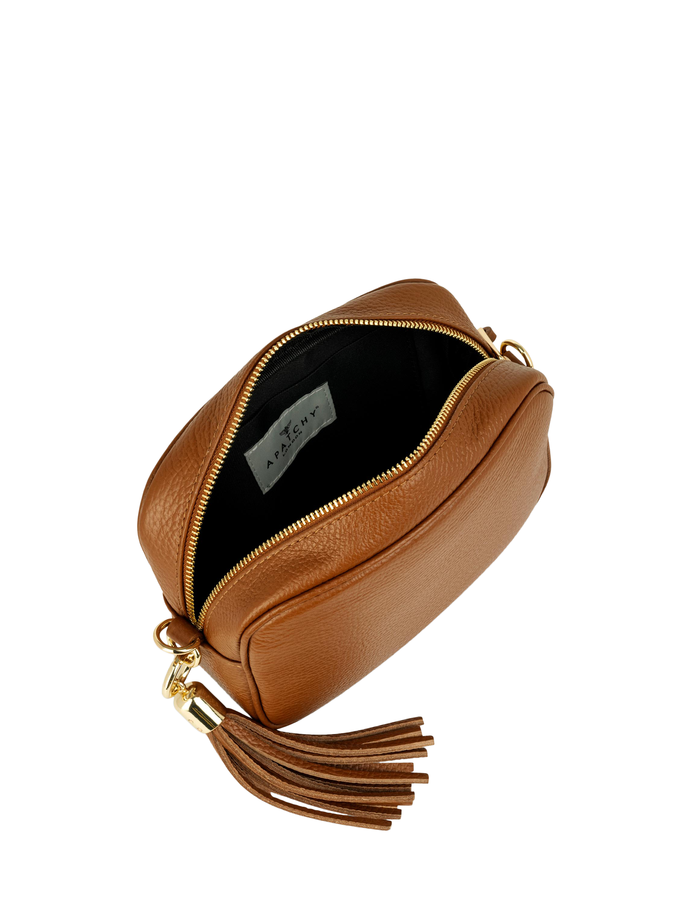 Product image 5 of 5, which shows Apatchy London Leather Crossbody Camera Bag, Tan
