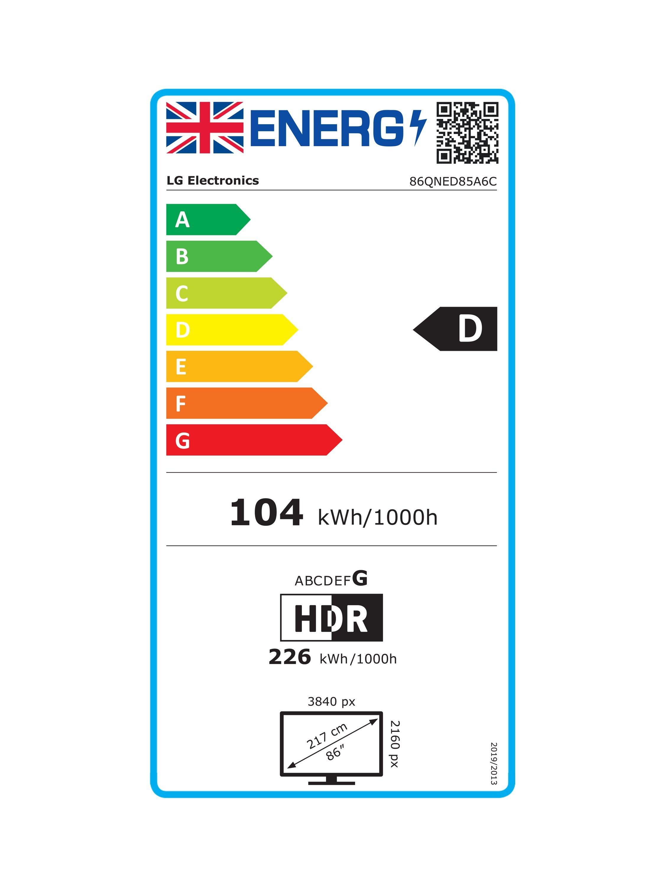 This item is rated D for energy efficiency on a scale from A (most efficient) to G (least efficient).
