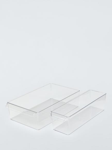 John Lewis Fridge Organiser,  Set of 2, Clear, Clear