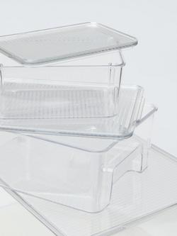John Lewis Fridge Organiser Container, Set of 4, Clear - view 2, Clear
