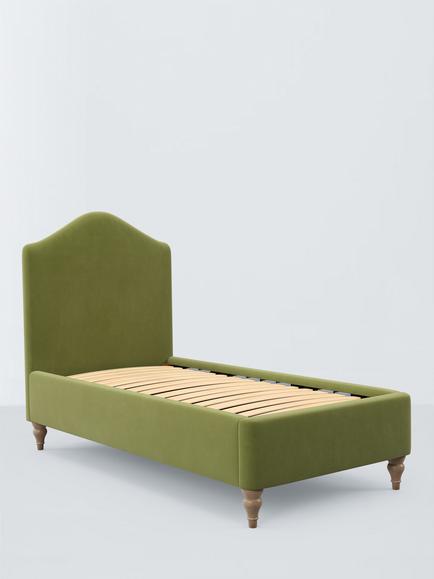 John Lewis Alice Upholstered Bed Frame, Single, Deep Velvet Olive