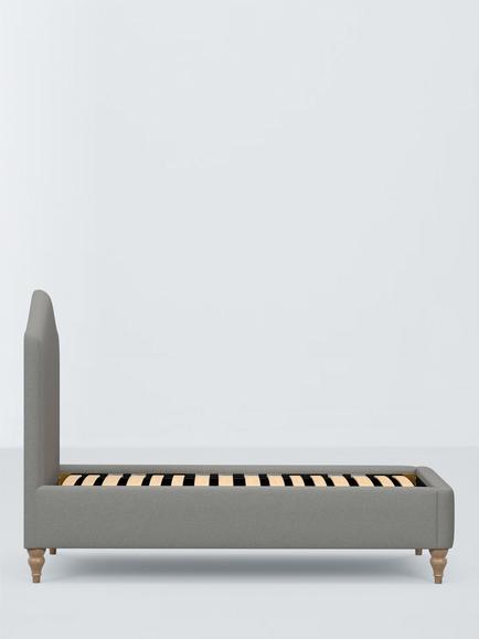 John Lewis Alice Upholstered Bed Frame, Single - view 2, Soft Twill Smoke