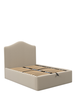 John Lewis Alice Ottoman Storage Upholstered Bed Frame, Double, Brushed Tweed Beige