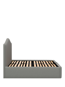 John Lewis Alice Ottoman Storage Upholstered Bed Frame, Double - view 2, Soft Twill Smoke