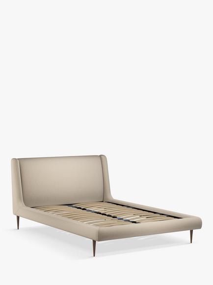 John Lewis Mid-Century Sweep Upholstered Bed Frame, Double, Brushed Tweed Beige