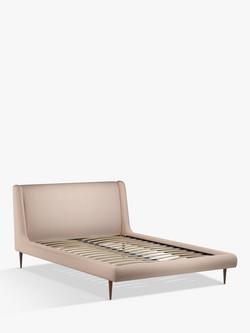 John Lewis Mid-Century Sweep Upholstered Bed Frame, Double - view 2, Cotton Effect Pink