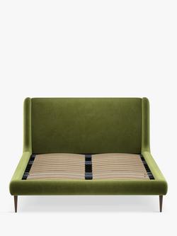 John Lewis Mid-Century Sweep Upholstered Bed Frame, Super King Size - view 2, Deep Velvet Olive