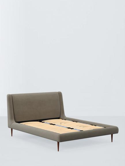 John Lewis Mid-Century Sweep Upholstered Bed Frame, Super King Size, Matte Velvet Mink