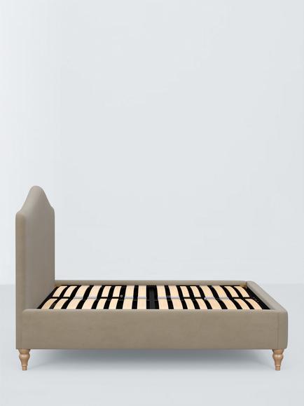 John Lewis Alice Raised Ottoman Storage Upholstered Bed Frame, Double - view 2, Brushed Tweed Beige