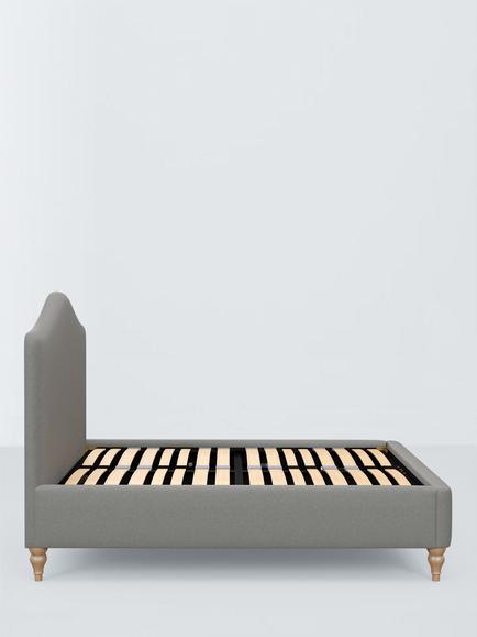 John Lewis Alice Raised Ottoman Storage Upholstered Bed Frame, Double - view 2, Soft Twill Smoke