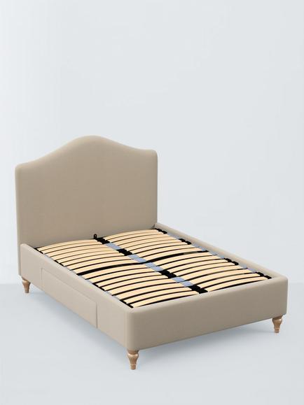 John Lewis Alice 2 Drawer Upholstered Bed Frame, Double, Brushed Tweed Beige