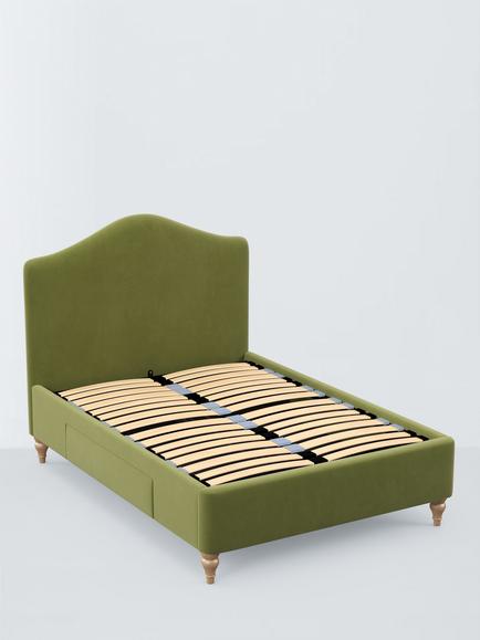 John Lewis Alice 2 Drawer Upholstered Bed Frame, King Size, Deep Velvet Olive