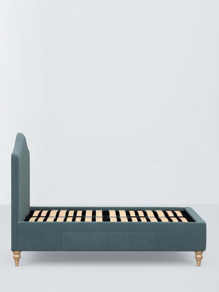 John Lewis Alice 2 Drawer Upholstered Bed Frame, King Size - view 2, Deep Velvet Petrol