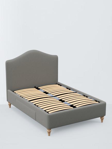 John Lewis Alice 2 Drawer Upholstered Bed Frame, King Size, Soft Twill Smoke