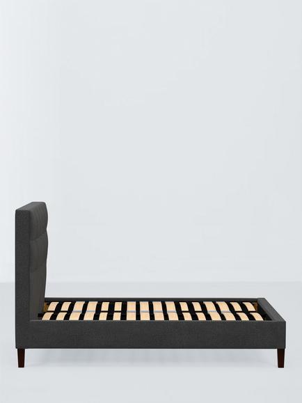 John Lewis Ingrid Upholstered Bed Frame, King Size - view 2, Brushed Tweed Charcoal