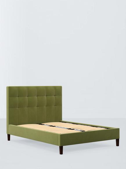 John Lewis Ingrid Upholstered Bed Frame, King Size, Deep Velvet Olive