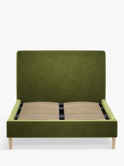 John Lewis Emily Upholstered Bed Frame, Double - view 2, Deep Velvet Olive