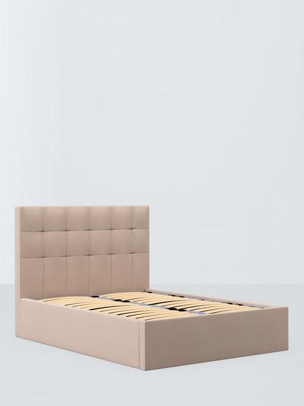 John Lewis Ingrid Ottoman Storage Upholstered Bed Frame, Double, Cotton Effect Pink