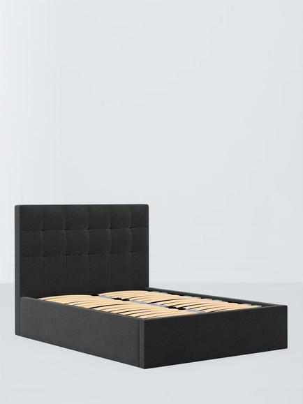John Lewis Ingrid Ottoman Storage Upholstered Bed Frame, King Size, Brushed Tweed Charcoal