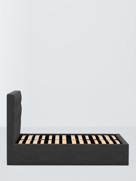 John Lewis Ingrid Ottoman Storage Upholstered Bed Frame, King Size - view 2, Brushed Tweed Charcoal