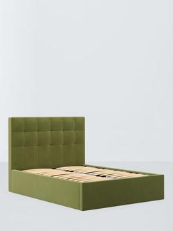 John Lewis Ingrid Ottoman Storage Upholstered Bed Frame, King Size, Deep Velvet Olive