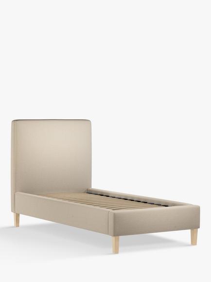 John Lewis Emily Upholstered Bed Frame, Single, Brushed Tweed Beige