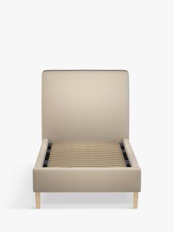 John Lewis Emily Upholstered Bed Frame, Single - view 2, Brushed Tweed Beige