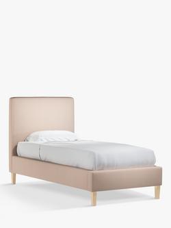 John Lewis Emily Upholstered Bed Frame, Single - view 2, Cotton Effect Pink