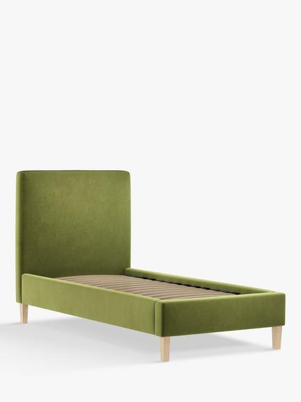 John Lewis Emily Upholstered Bed Frame, Single, Deep Velvet Olive