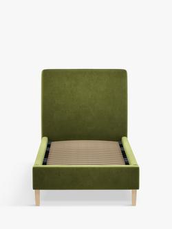 John Lewis Emily Upholstered Bed Frame, Single - view 2, Deep Velvet Olive