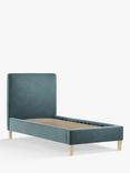 John Lewis Emily Upholstered Bed Frame, Single, Deep Velvet Petrol
