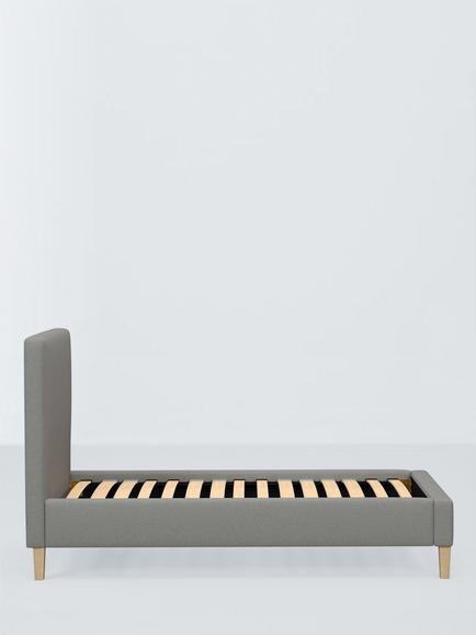 John Lewis Emily Upholstered Bed Frame, Single - view 2, Soft Twill Smoke