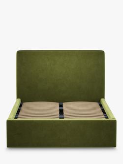 John Lewis Emily Ottoman Storage Upholstered Bed Frame, Double - view 2, Deep Velvet Olive