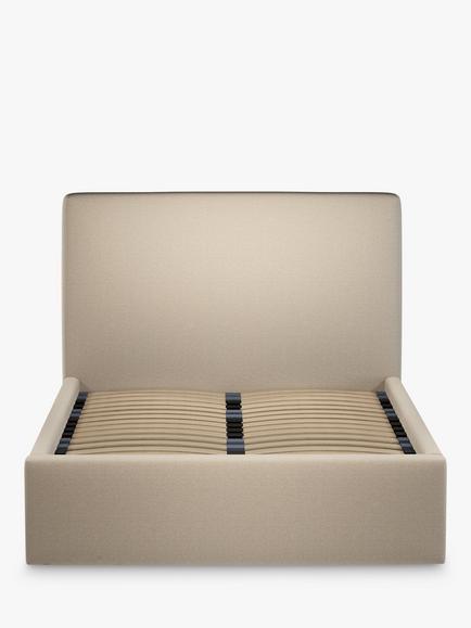 John Lewis Emily Ottoman Storage Upholstered Bed Frame, King Size - view 2, Brushed Tweed Beige