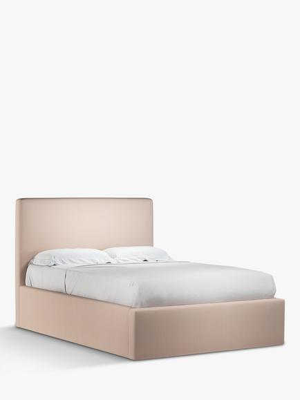 John Lewis Emily Ottoman Storage Upholstered Bed Frame, Super King Size, Cotton Effect Pink