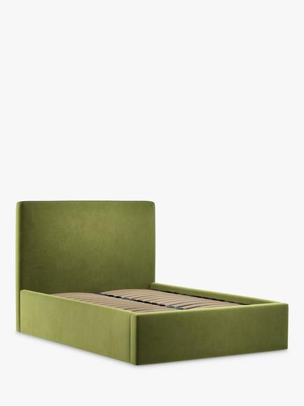John Lewis Emily Ottoman Storage Upholstered Bed Frame, Super King Size, Deep Velvet Olive